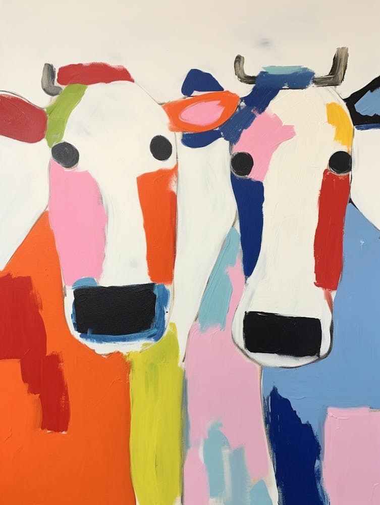 Colourful Kids Animal Art Cow 7