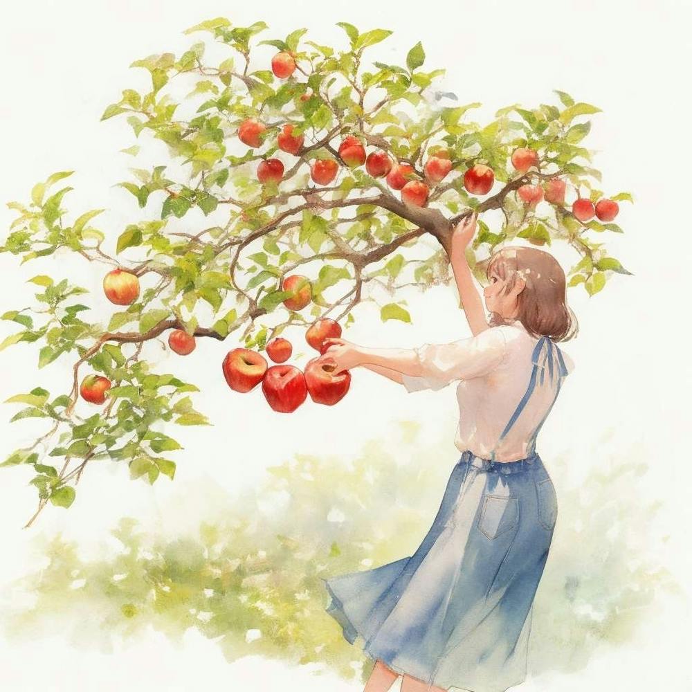 Womans Hand Picking An Apple From The Bra