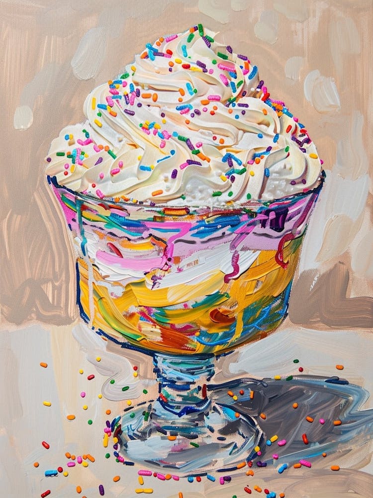 Trifle With Rainbow Sprinkles Beige Painting 4