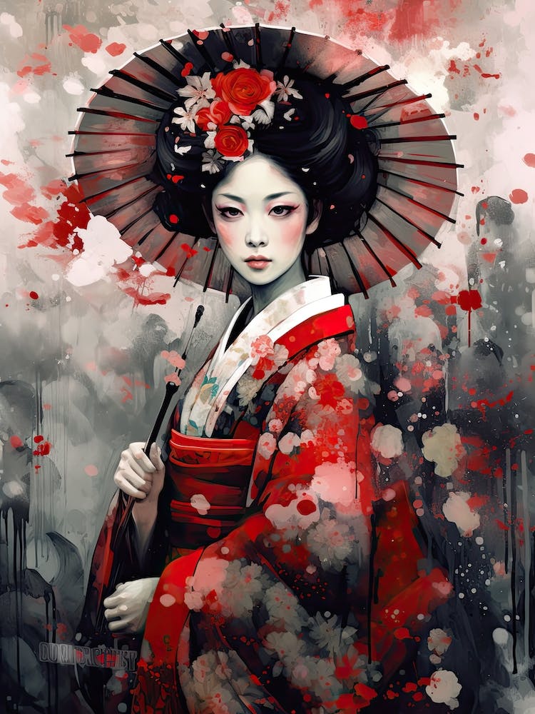 Geisha Realistic Drawing 4