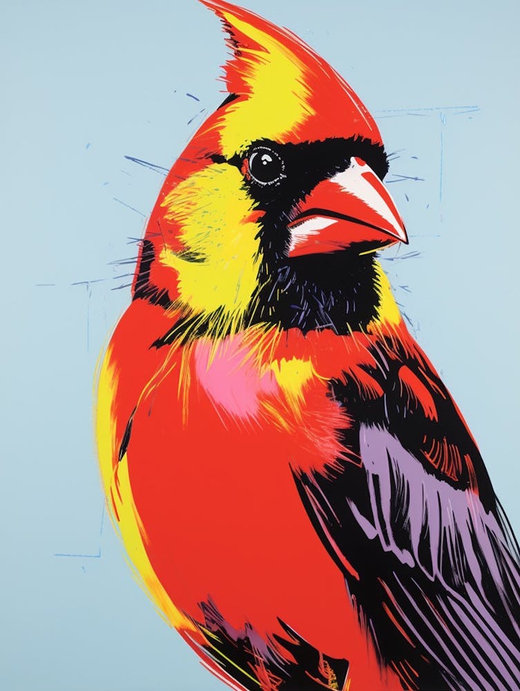 Andy Warhol Style Bird Northern Cardinal 1