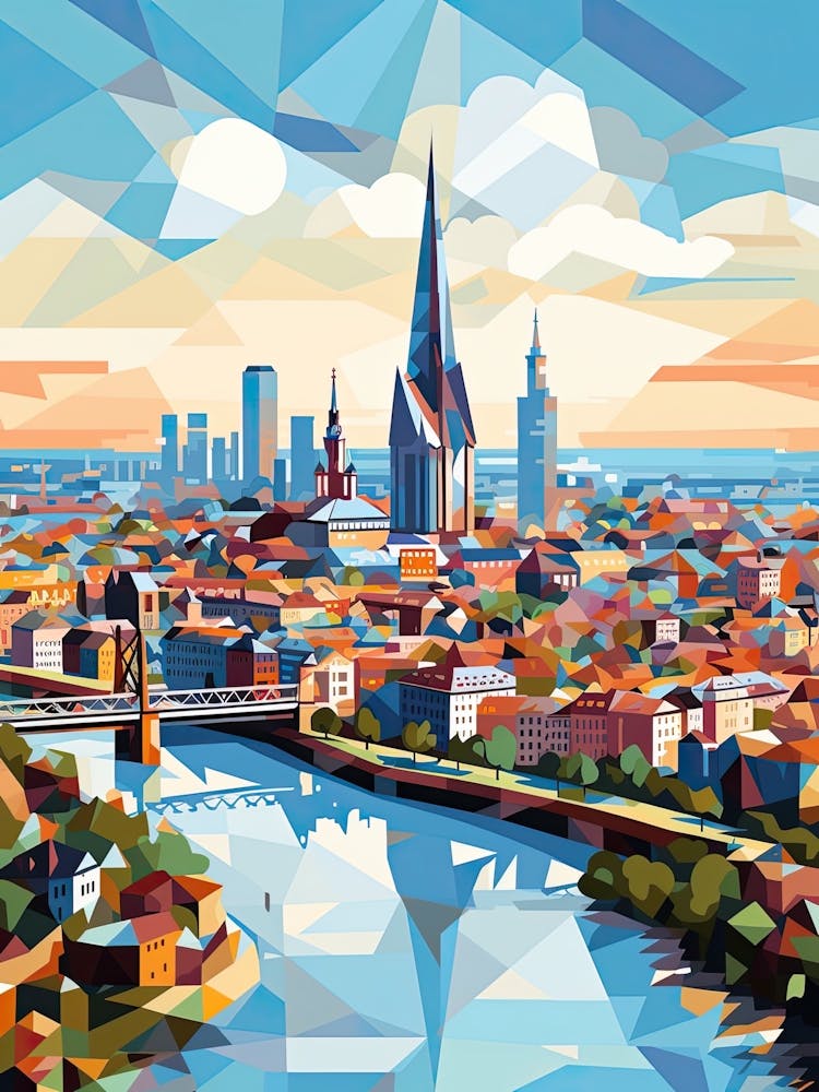 Frankfurt, Germany, Geometric Illustration 4