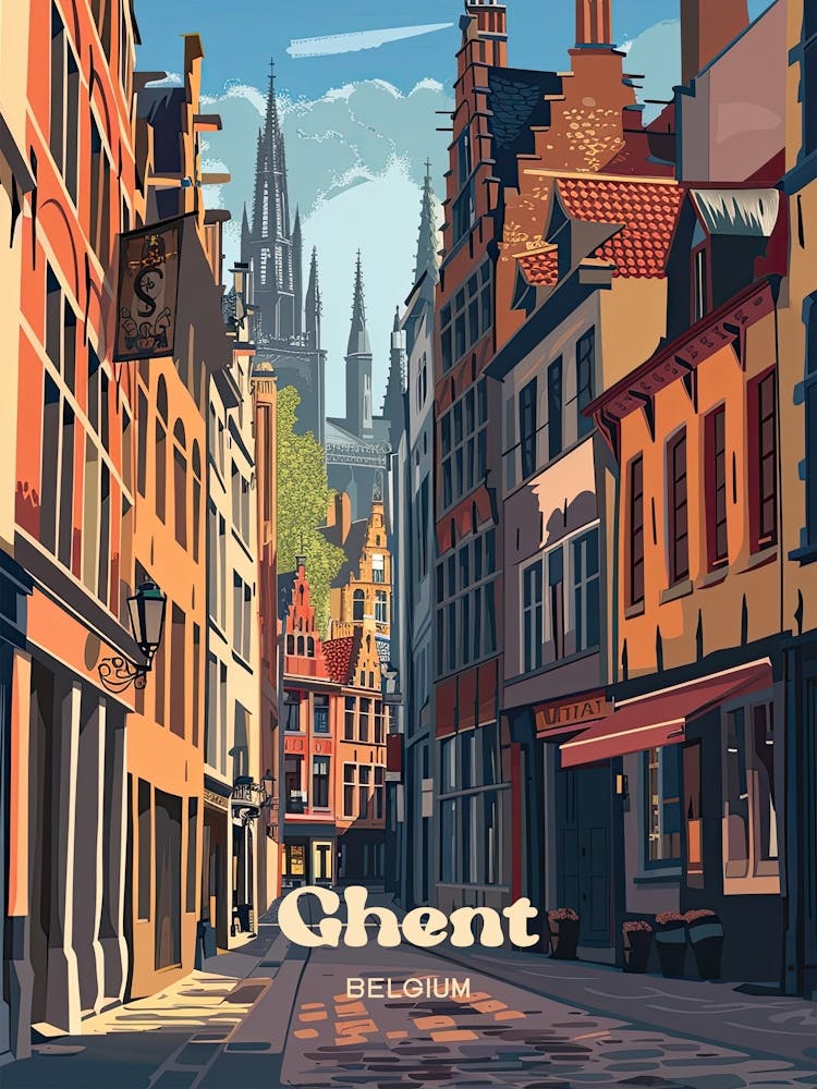 Ghent Belgium Flemish Travel Art