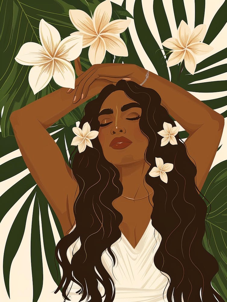 Tropical Woman With Flowers