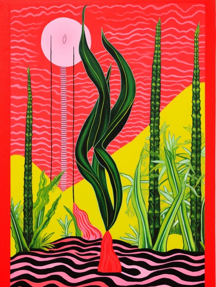 Pink And Red Plant Illustration Snake Plant 4