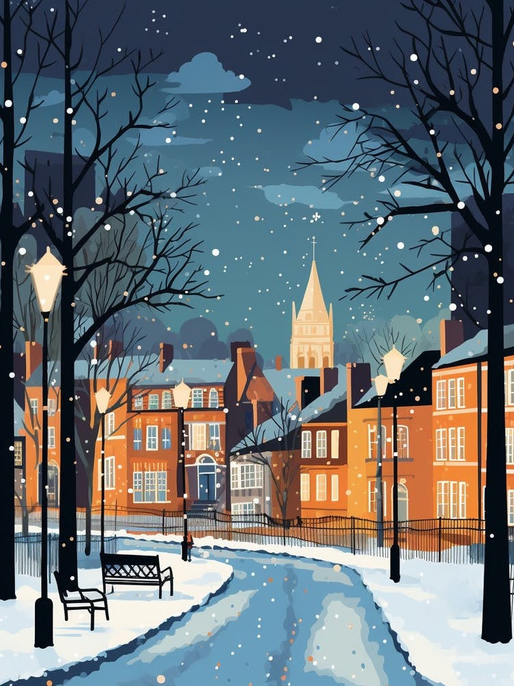 Winter Travel Night Illustration Belfast Northern Ireland 7