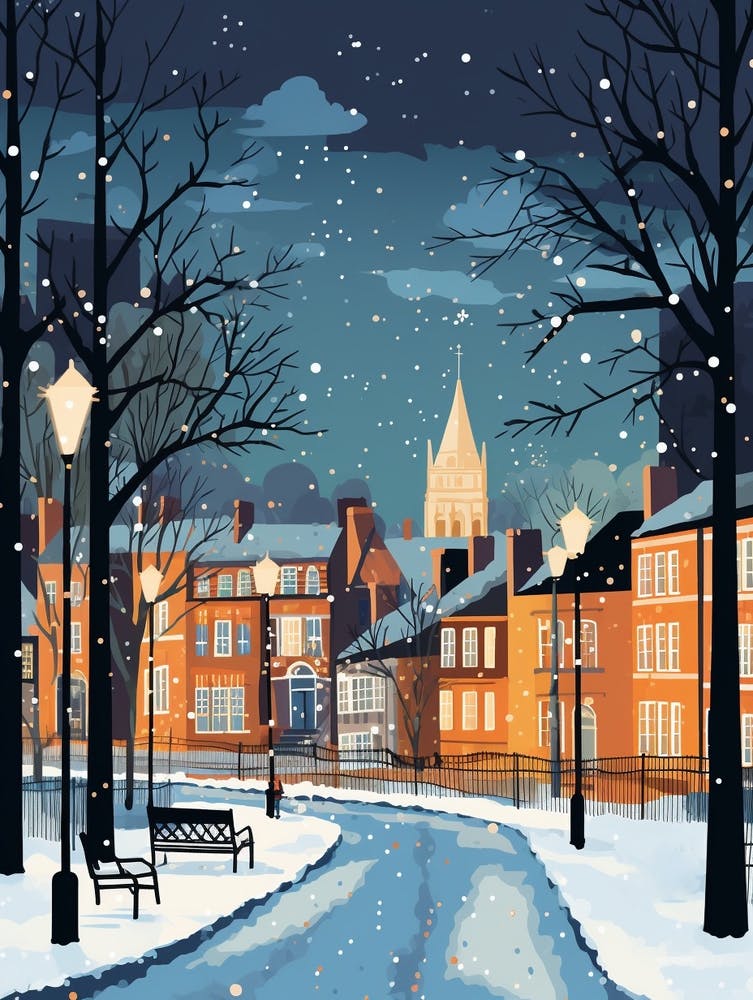 Winter Travel Night Illustration Belfast Northern Ireland 7