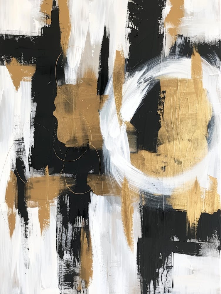 Abstract Gold And Black Painting 34