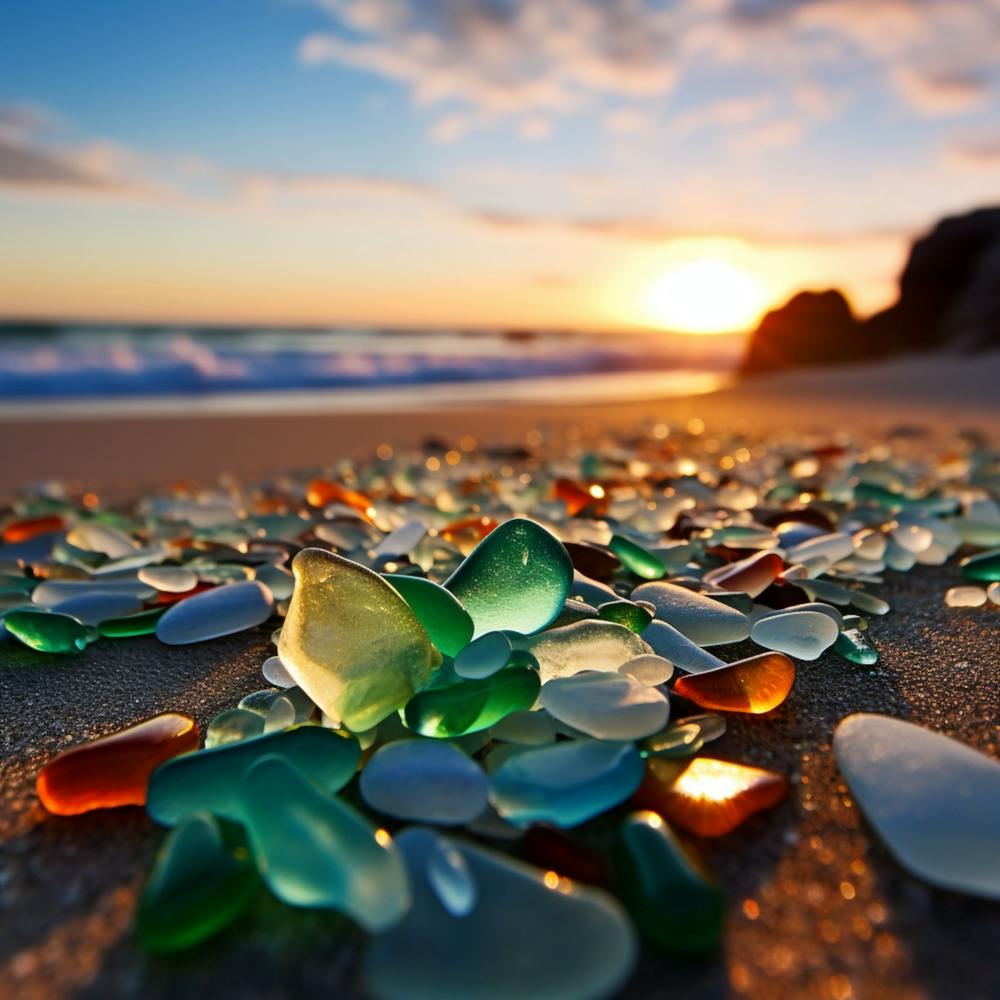 Verre de mer sur la plage 1