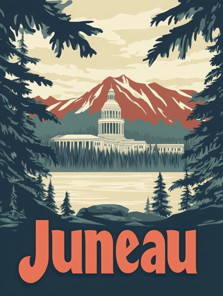 Aihrgdesign A Retro Travel Poster For Juneau Featuring The Al 2fb37040 A08d 438a 929a 34e8ffeb5c13 0