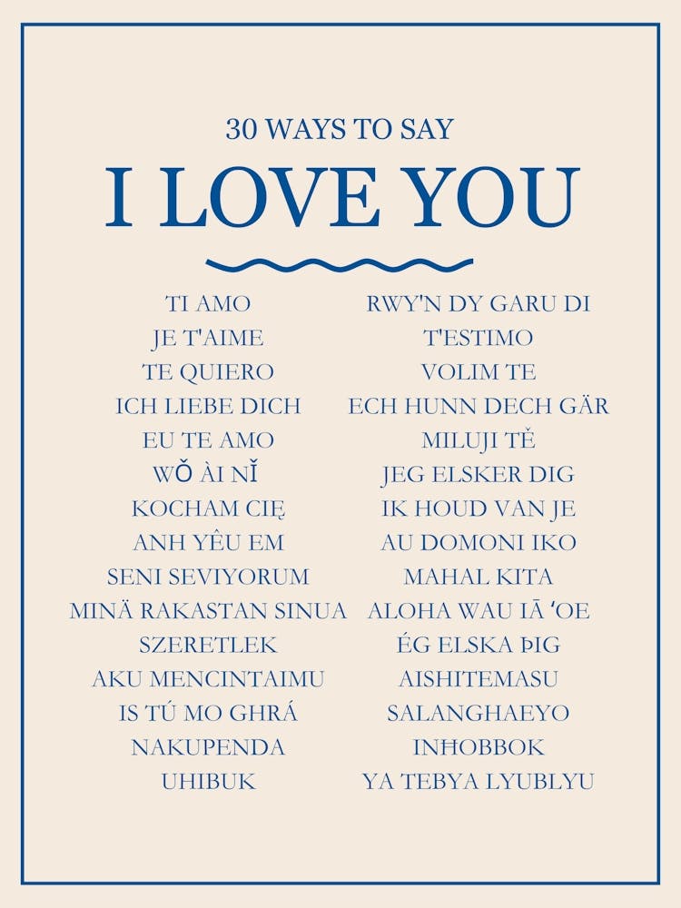 30 Ways To Say I Love You Blue Print