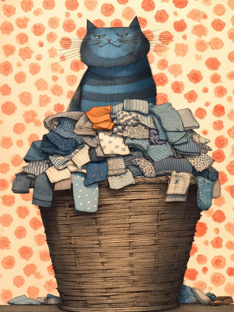 Blue Cat In A Basket 1
