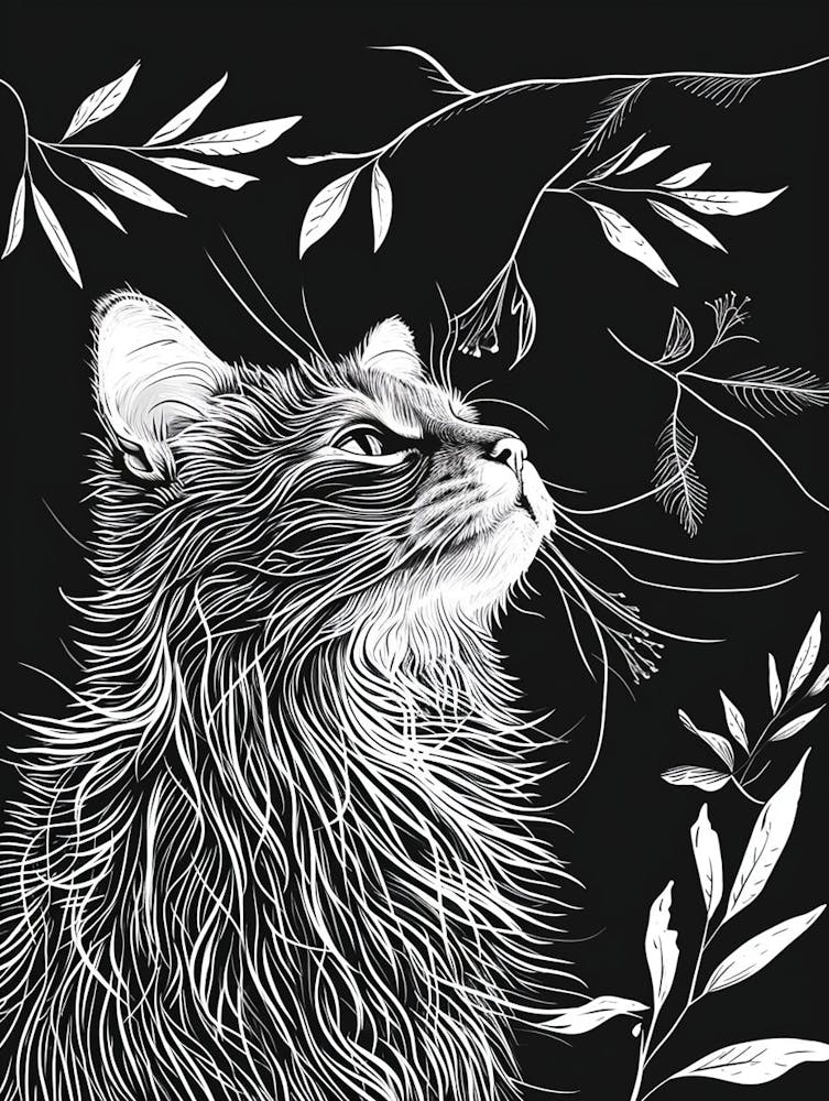 Turkish Angora Cat Minimalist Illustration 2