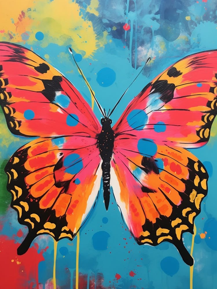 Pop Art Common Blue Butterfly 1