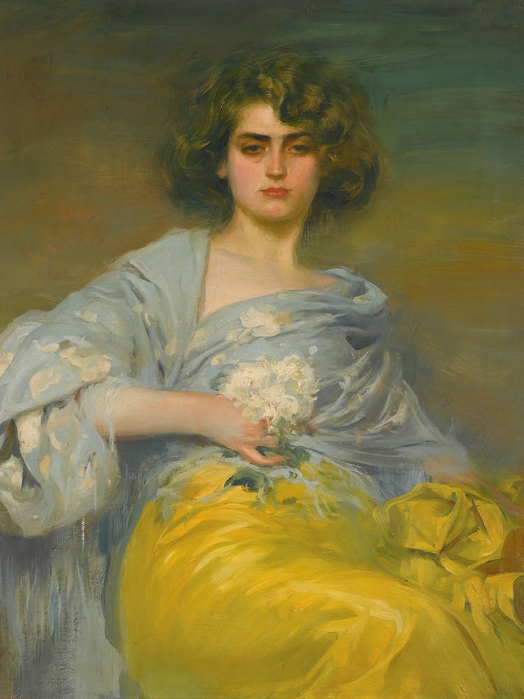 Lady In Yellow, Vintage Woman Portrait