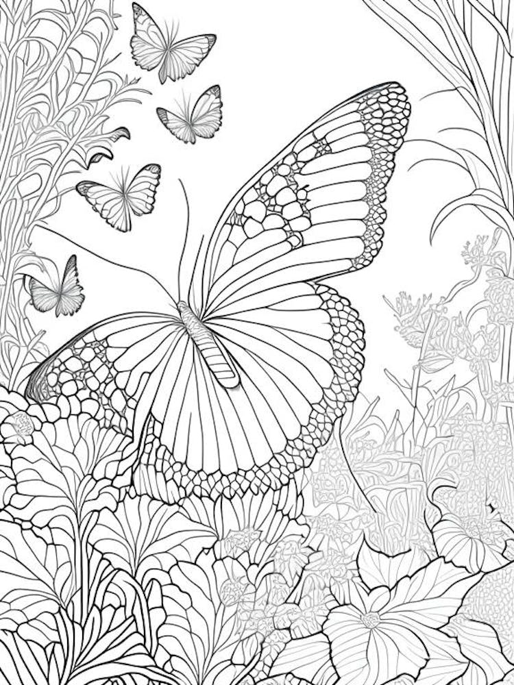 Butterfly In Garden William Morris Inspired 1