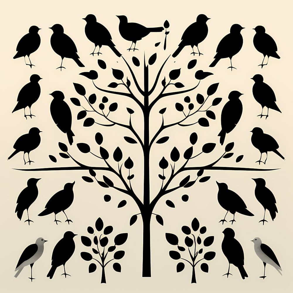 African Adinkra Symbols, Bird On a Branch, folk art, 120