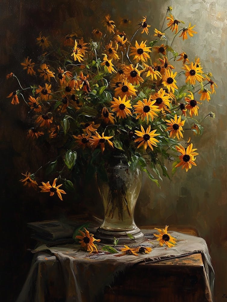 Baroque Floral Still Life Black Eyed Susan 1