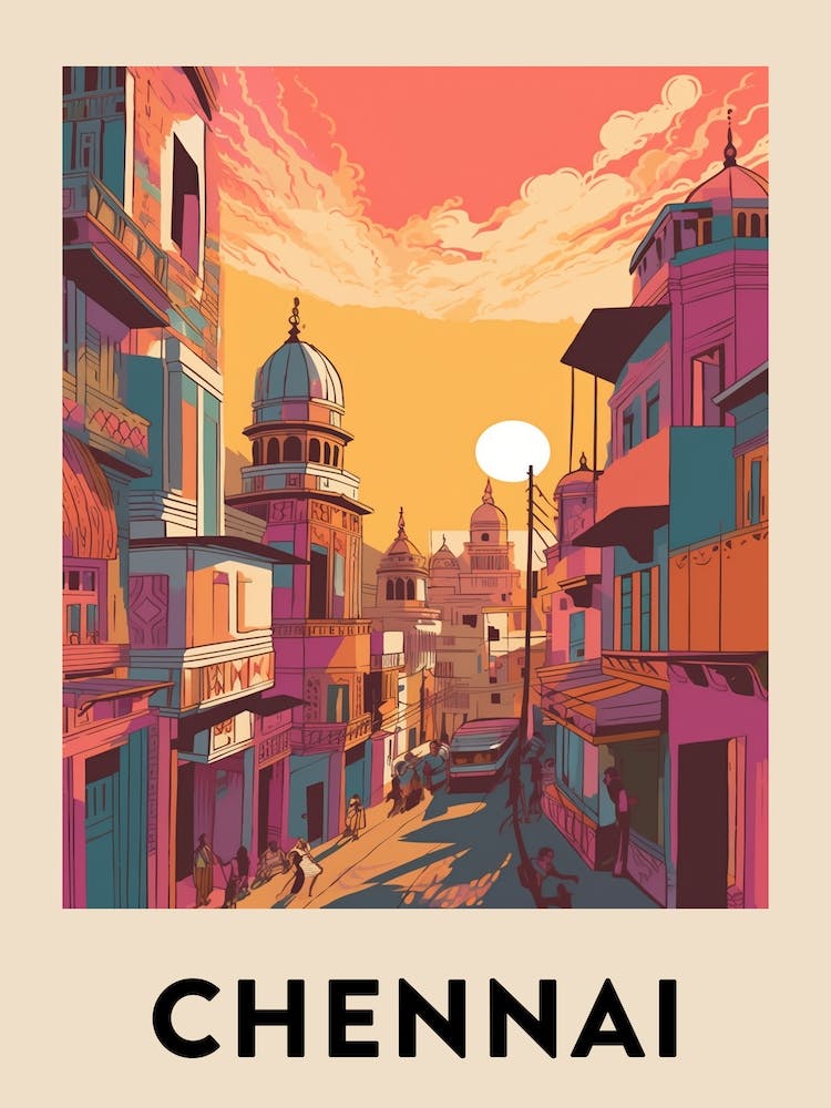 Chennai Vintage Travel Poster