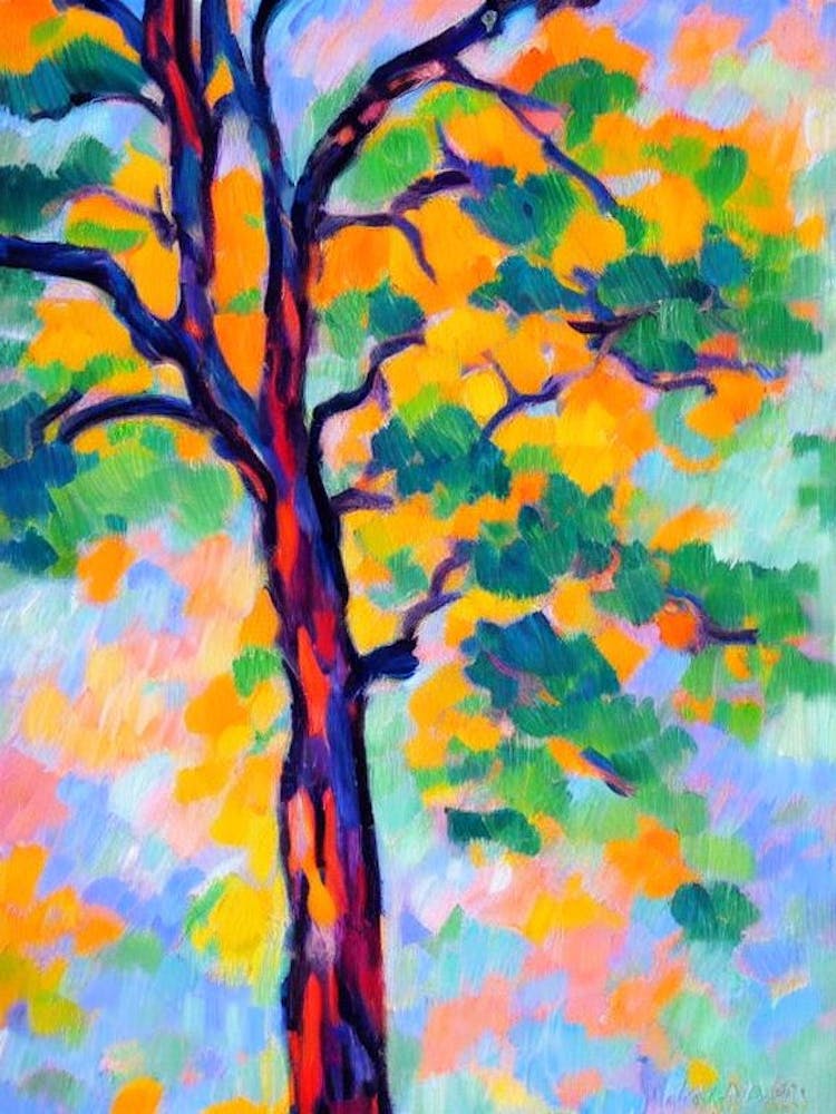 Montezuma Cypress tree Abstract Block Colour