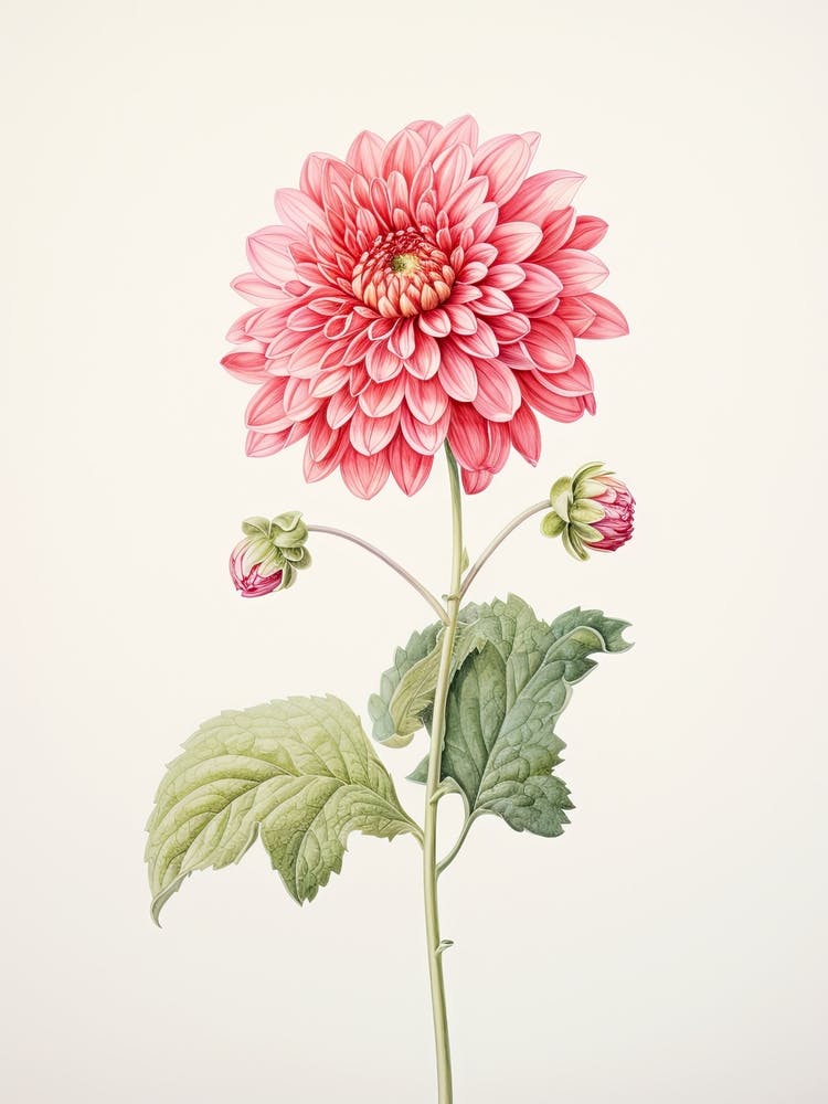 Dahlias Flower Vintage Botanical 0
