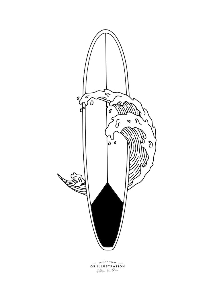 Longboard Break Fineline Illustration