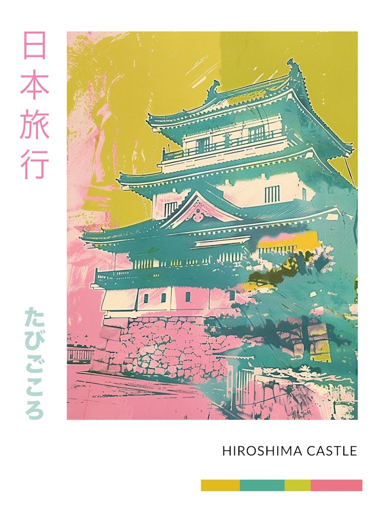 Hiroshima Castle Duotone Silkscreen Poster 1
