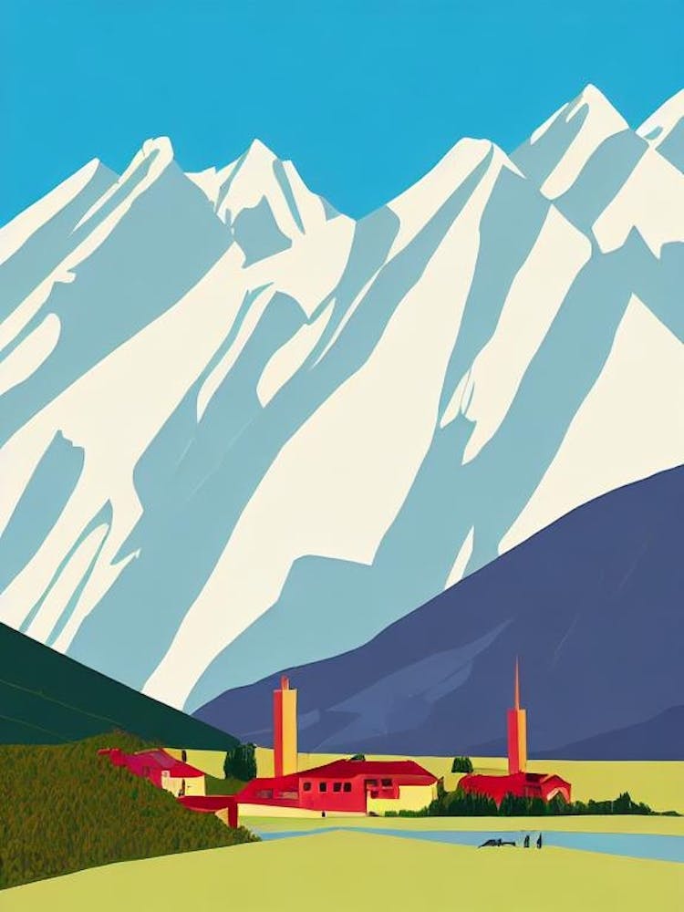 Gudauri, Georgia Midcentury Vintage Skiing Poster