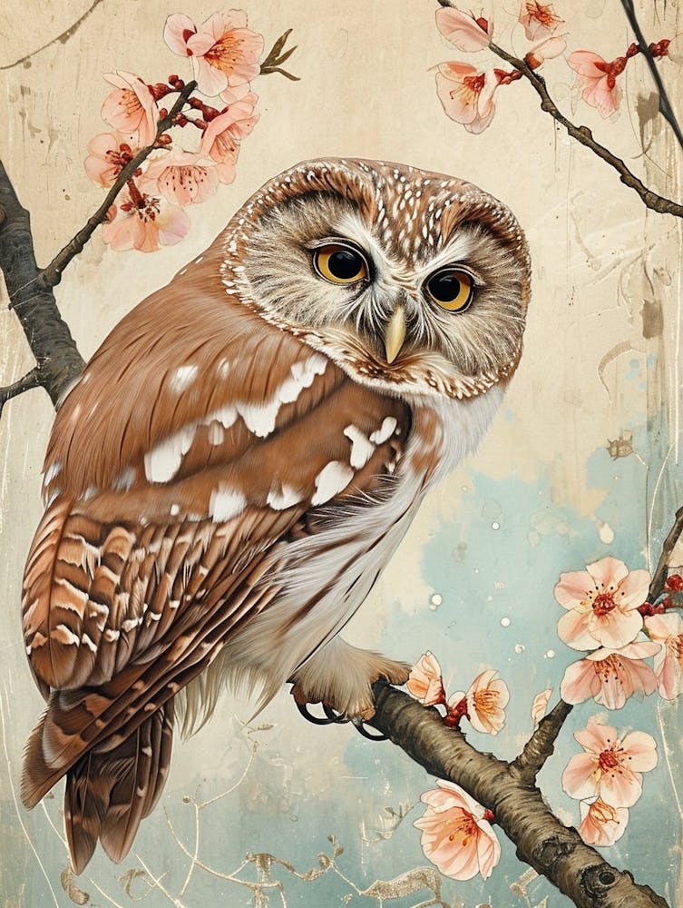Petite Nyctale Peinture Japonaise 3