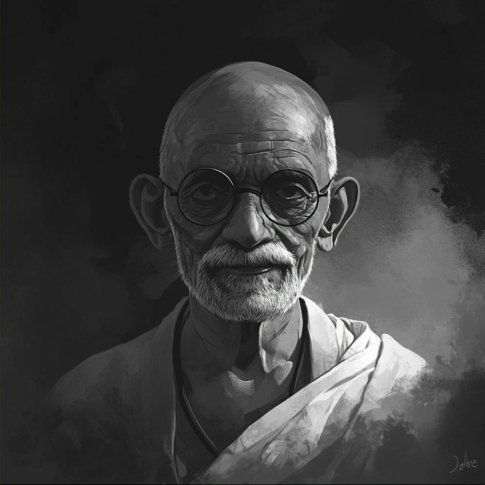 Gandhi Dark Black and White