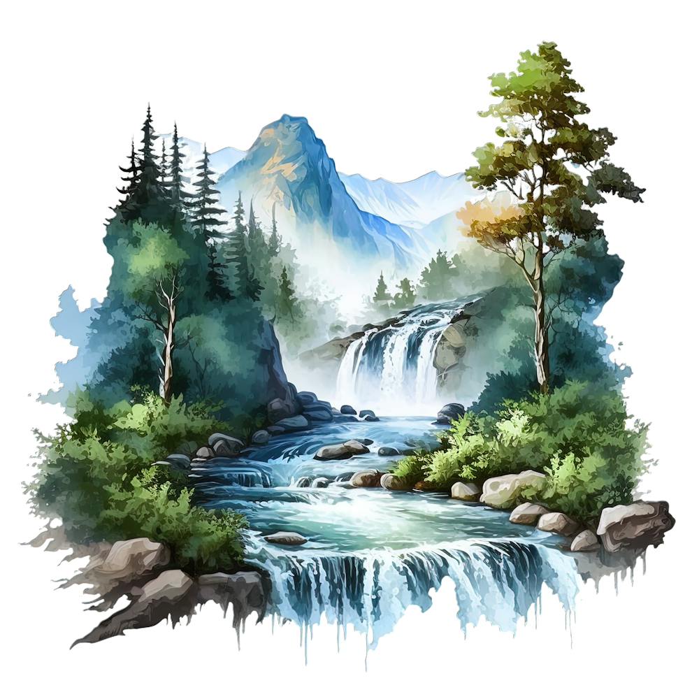 Waterfall Watercolor Painting 2