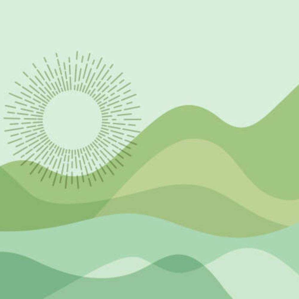 Green Mountains With Sun