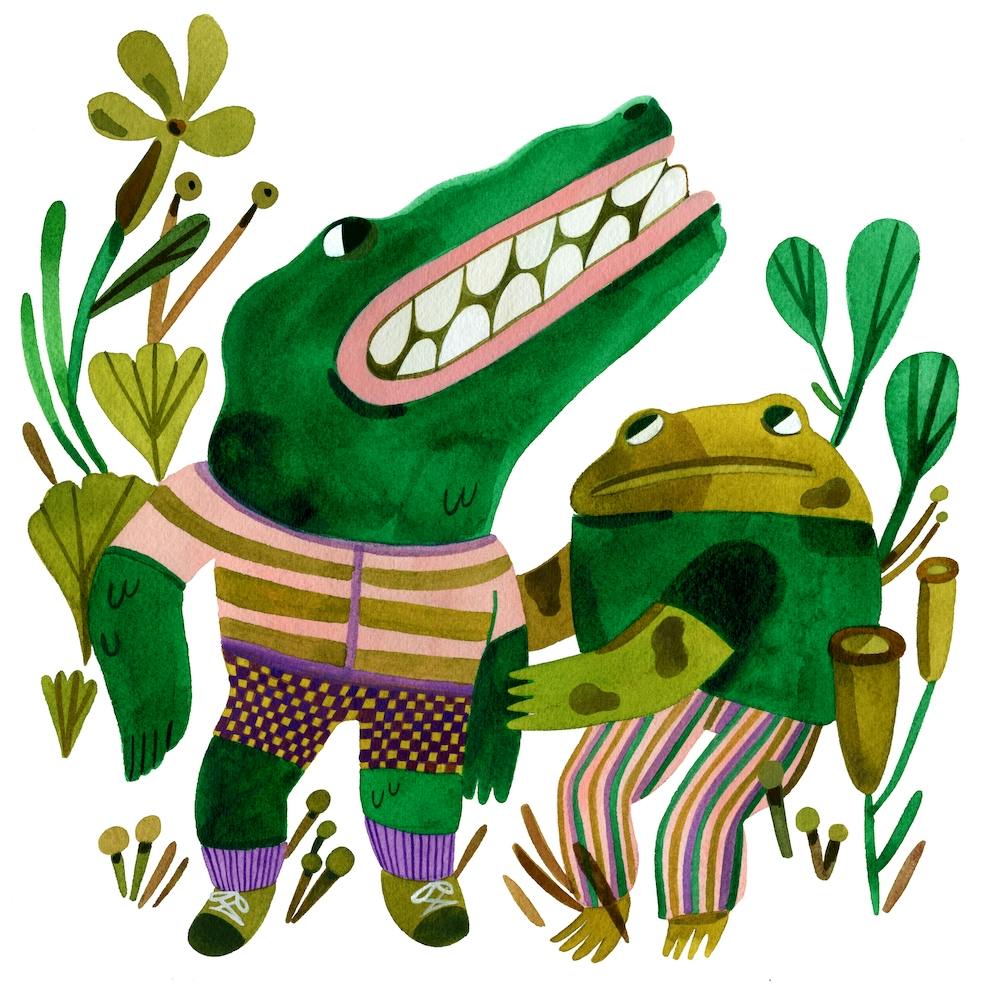 Alligator und Kröte