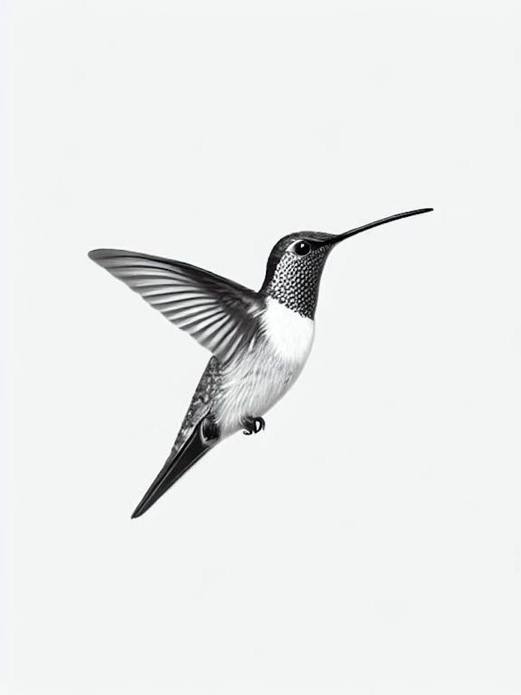 Hummingbird B&W Pencil Drawing 4 Bird