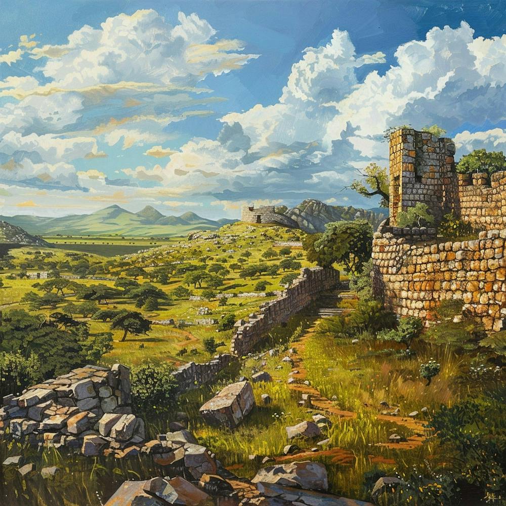 A Great Zimbabwe Ruins In Zimbabwe Oil Painting 2