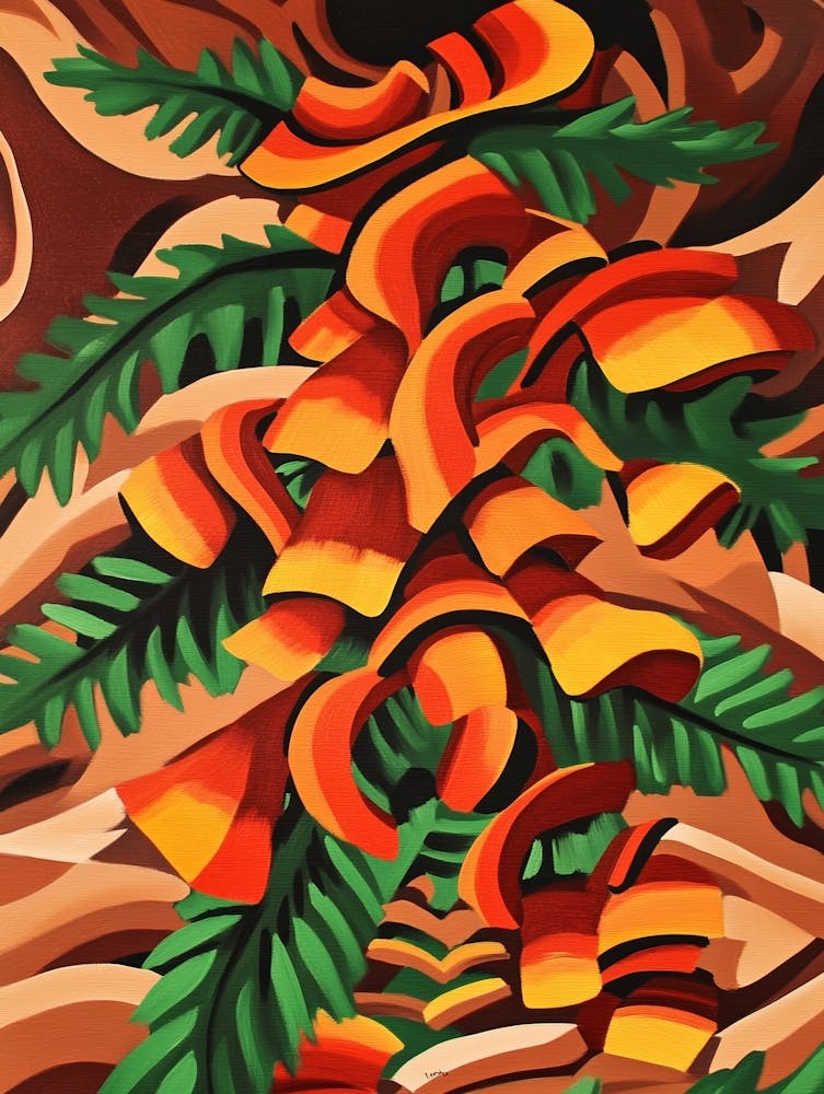 Ferns And Mushrooms Art