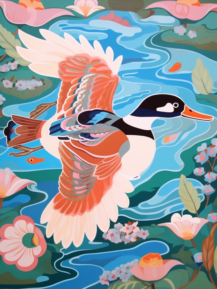 Maximalist Bird Painting Bufflehead 4