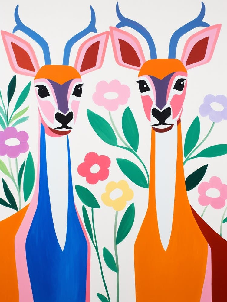 Colourful Kids Animal Art Gazelle