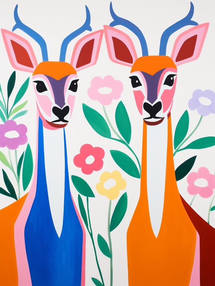 Colourful Kids Animal Art Gazelle