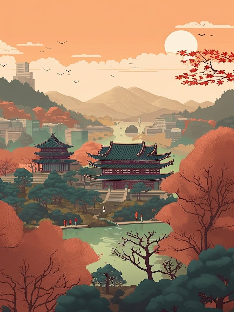 Seoul South Korea Travel Illustration 2