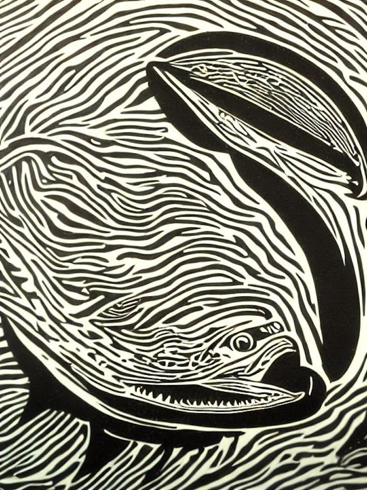 Cookie Cutter Shark Linocut