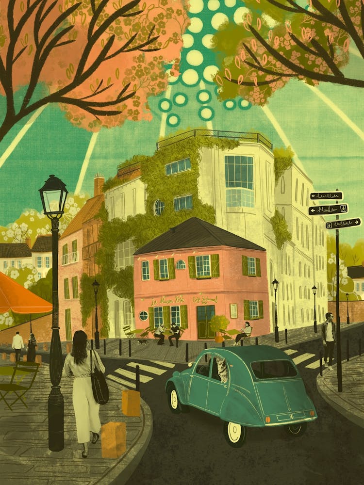 Paris Pink Montmartre Cafe