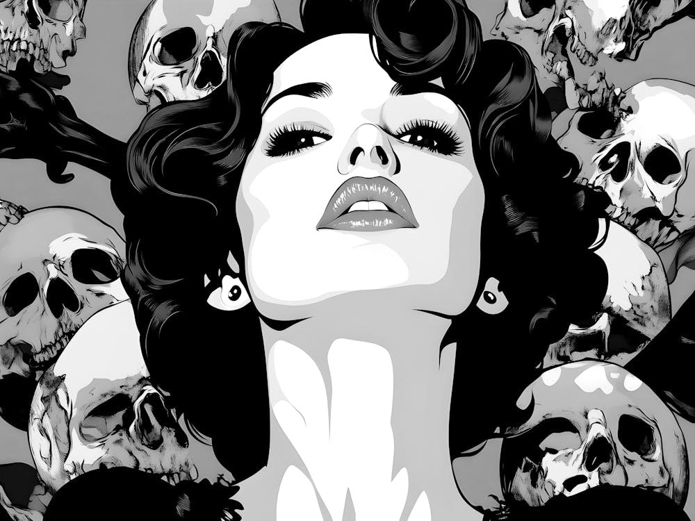 Woman With Skulls