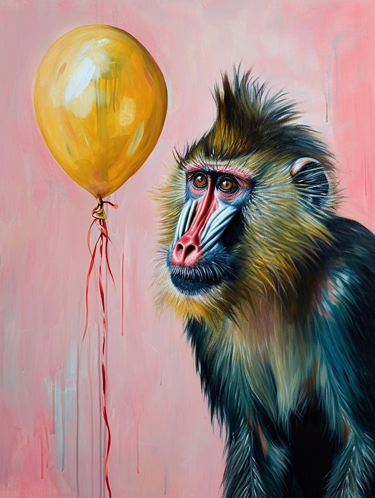 Cute Mandrill 2 With Balloon