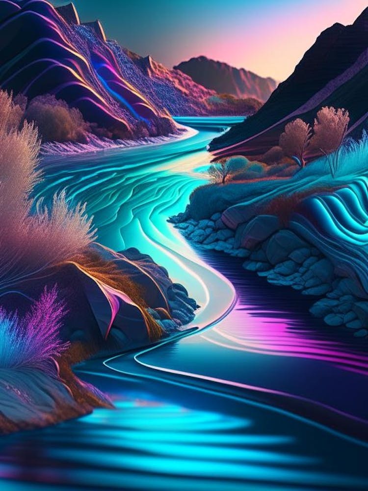 River Current, Landscapes, Waterscape Holographic 1