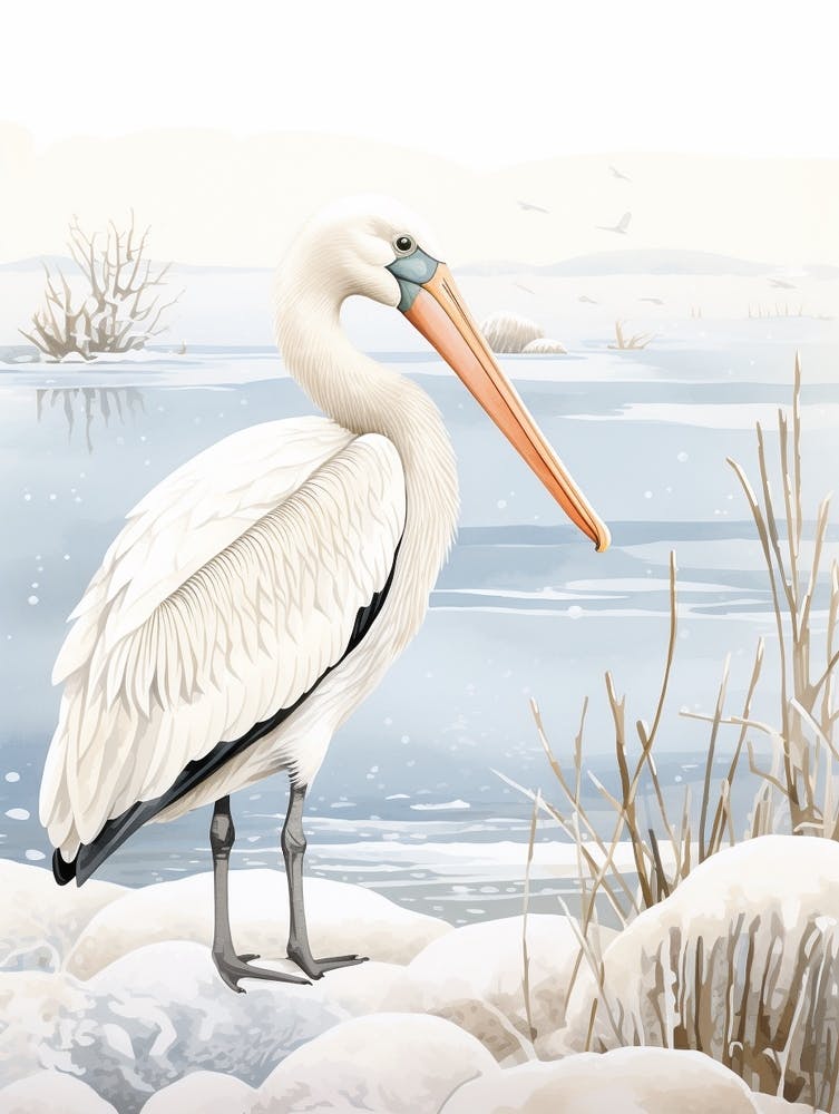 Winter Bird Painting Pelican 4