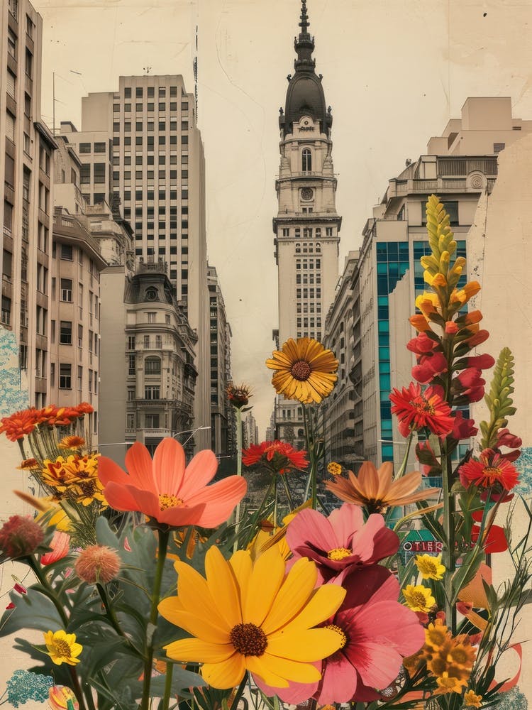 Buenos Aires   Floral Retro Collage Style 1