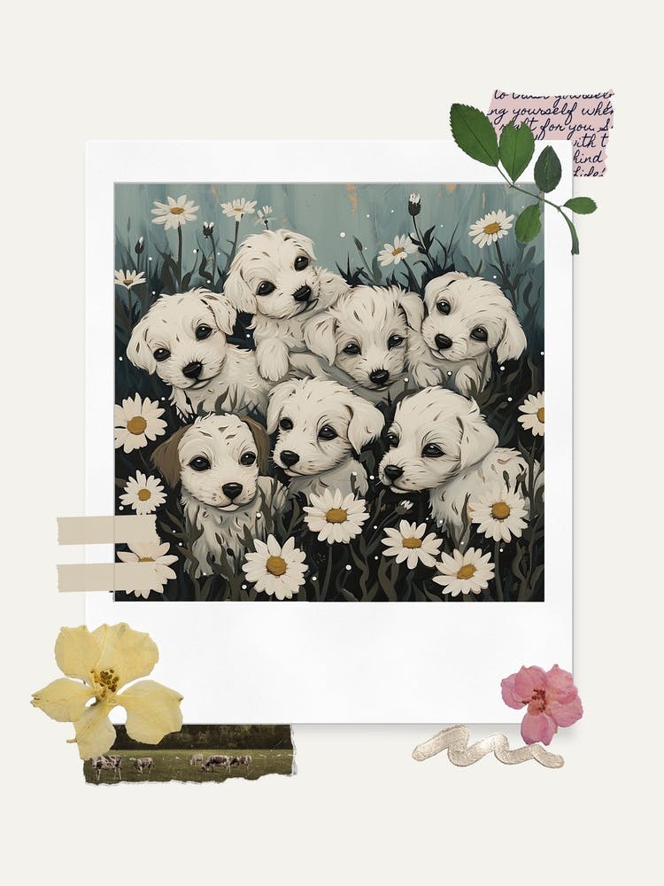 Scrapbook Puppies Fairycore Painting 3