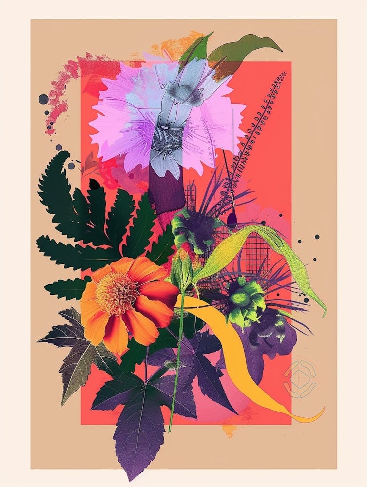 Ringelblume 1 Neon Blumen Collage