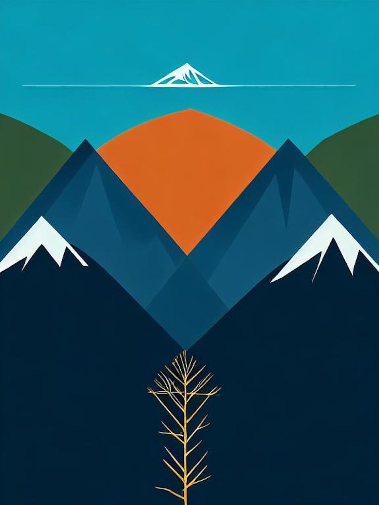 Turoa, New Zealand Modern Illustration Skiing Poster